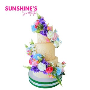 3 Tier Fondant Floral Wedding Cake