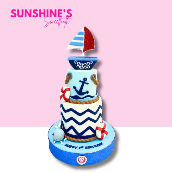 Ship Boat Nautical Theme 2 Tier Cake