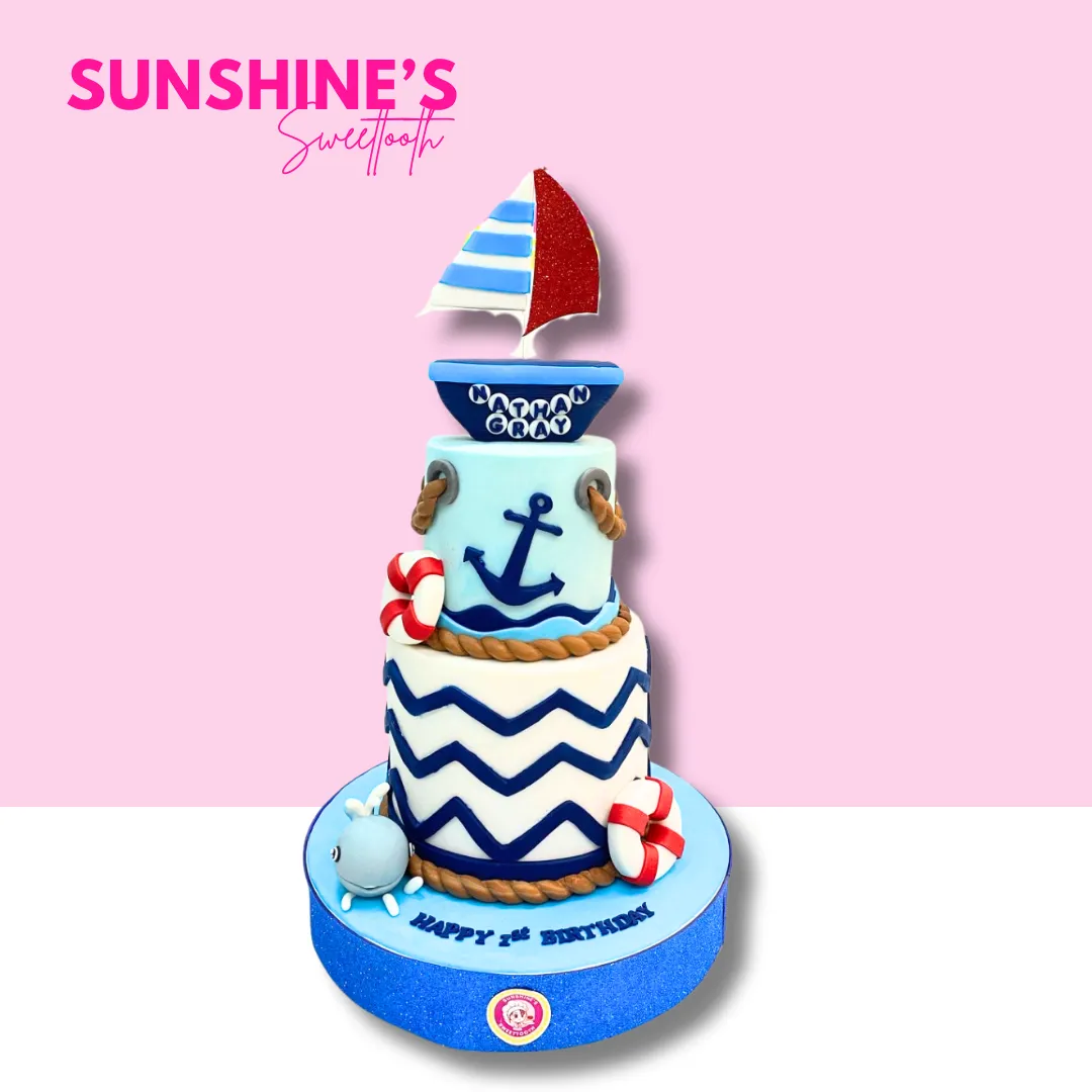 Ship Boat Nautical Theme 2 Tier Cake